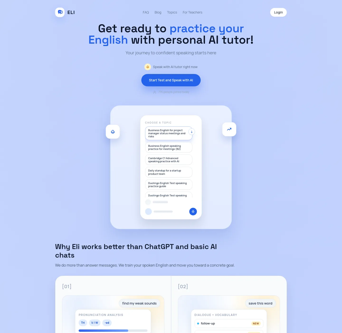 elispeak.com — a measured funnel