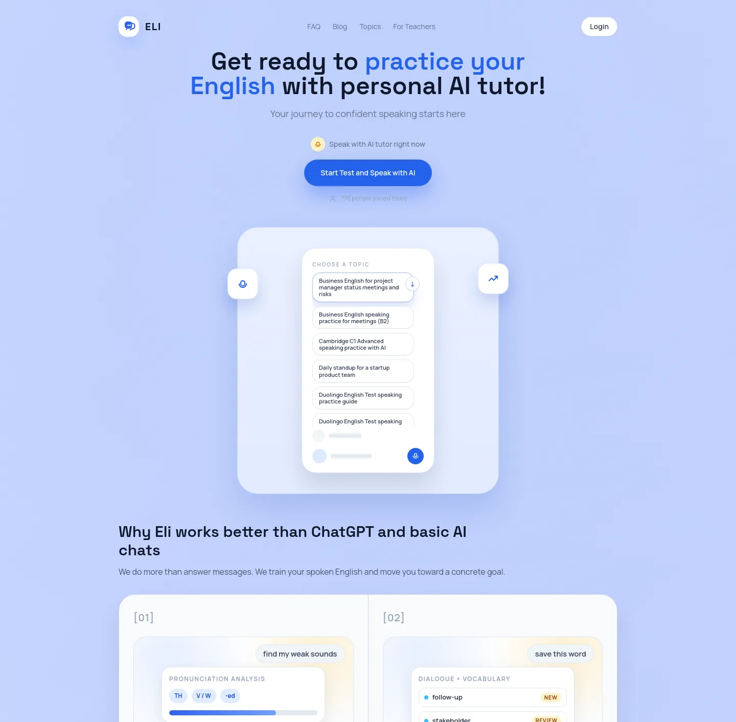 elispeak.com — a measured funnel