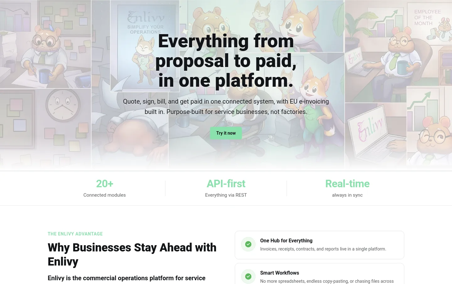 enlivy.com Hero section