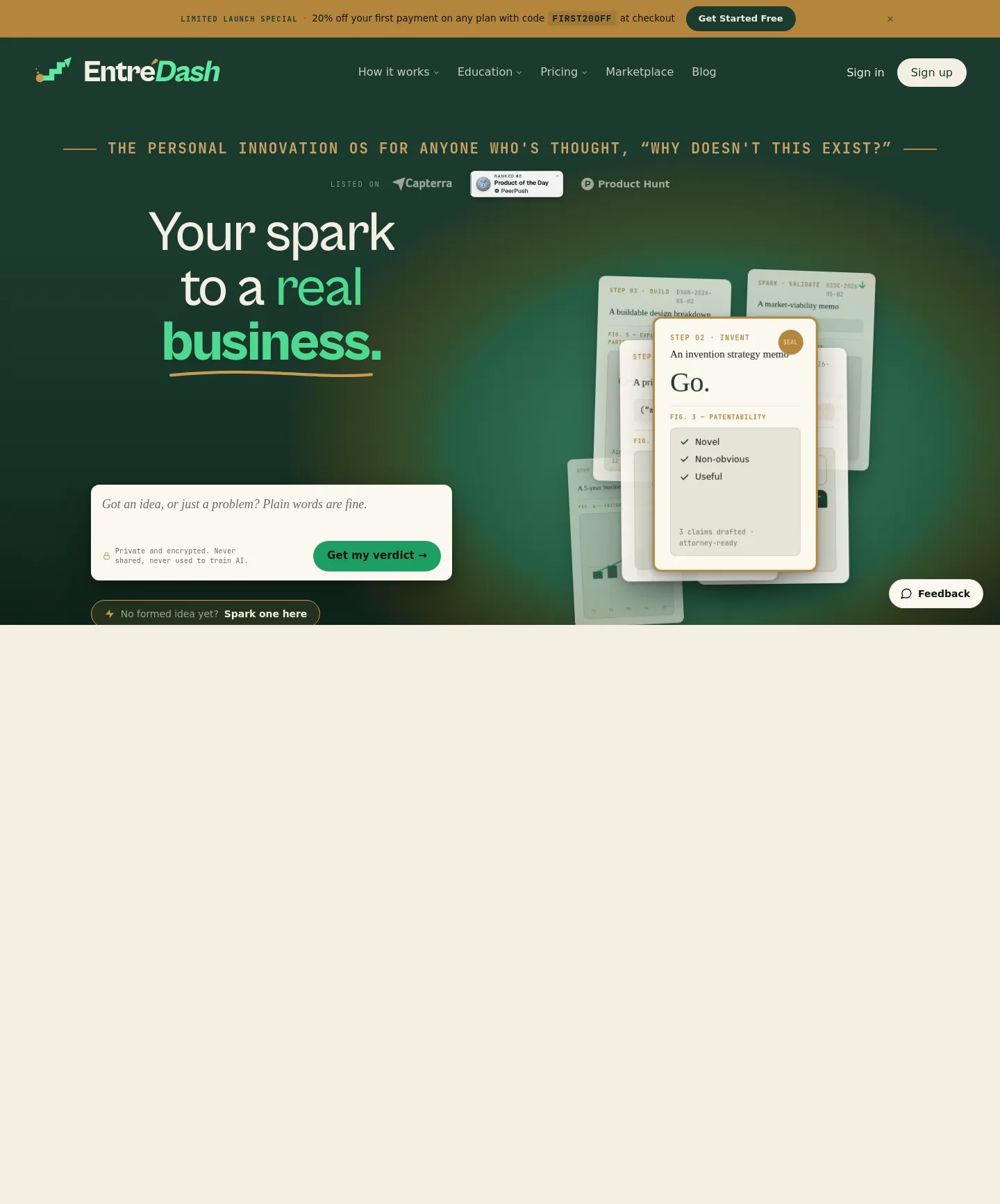 entredash.com — a measured funnel