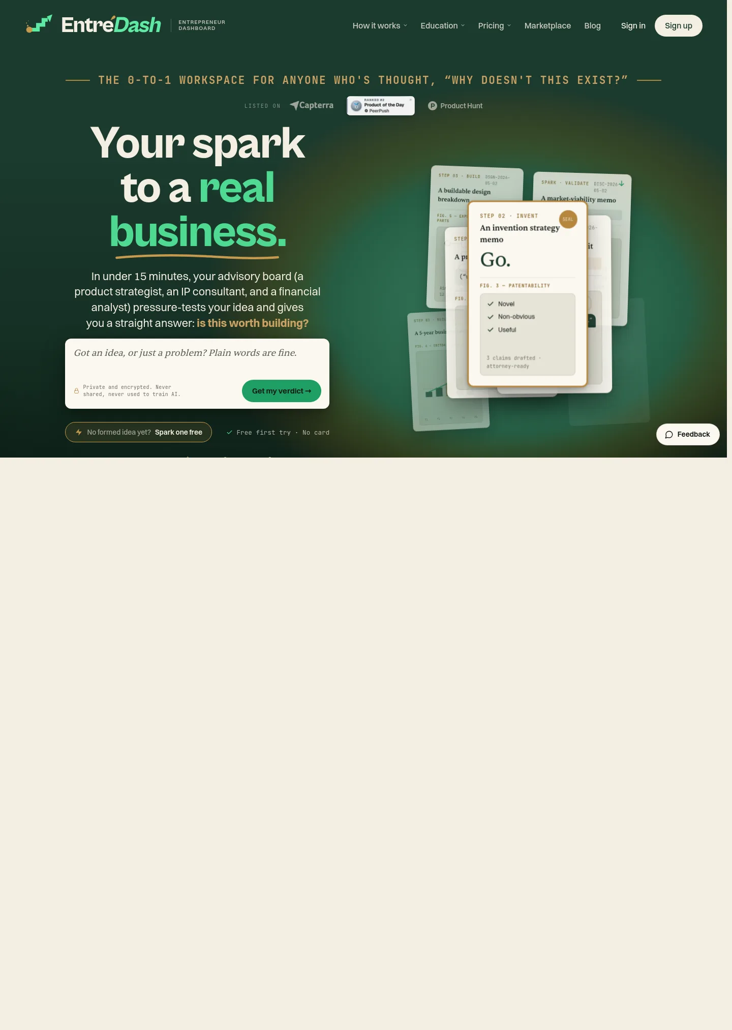 entredash.com — a measured funnel
