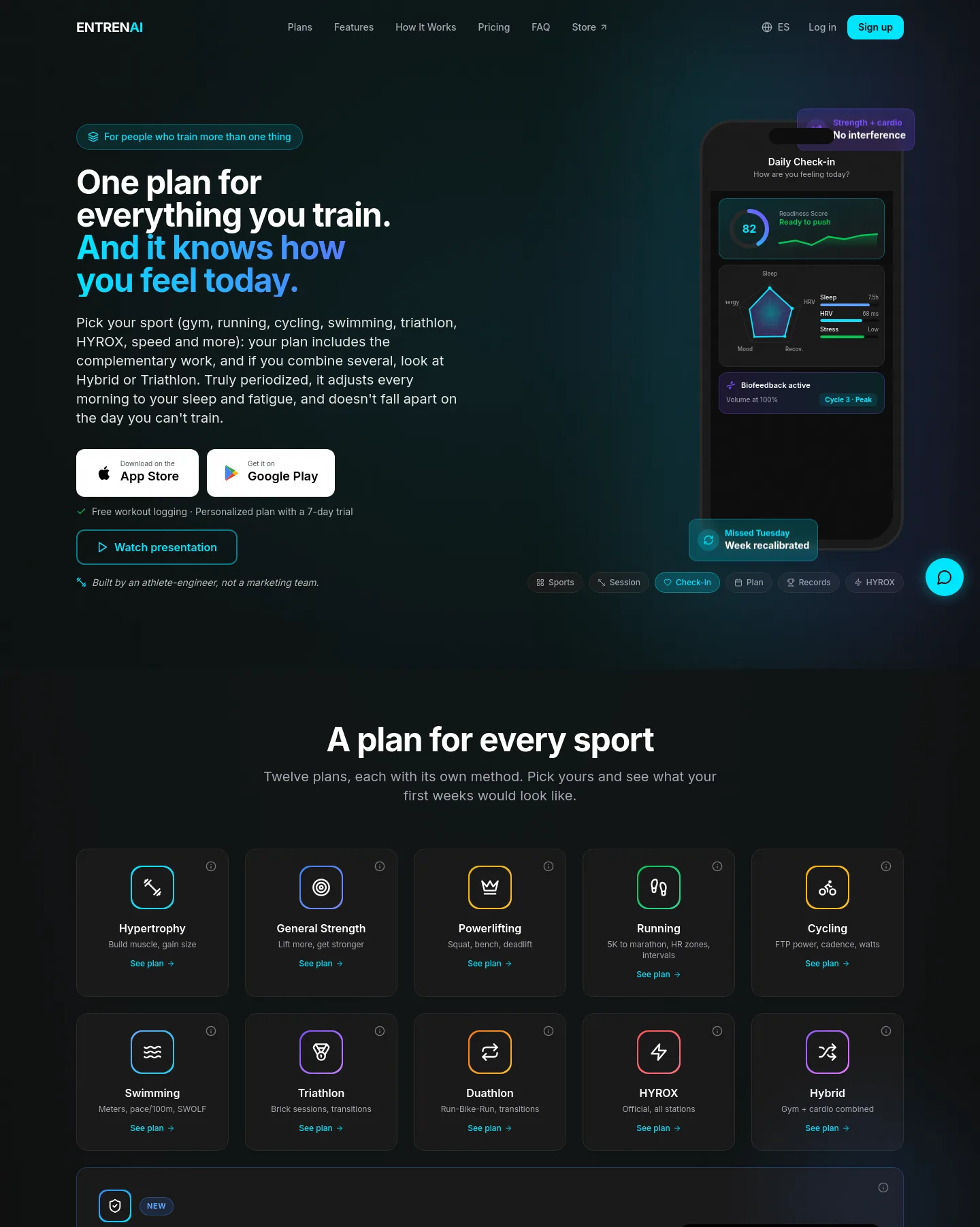entrenai.app — a real Hero section