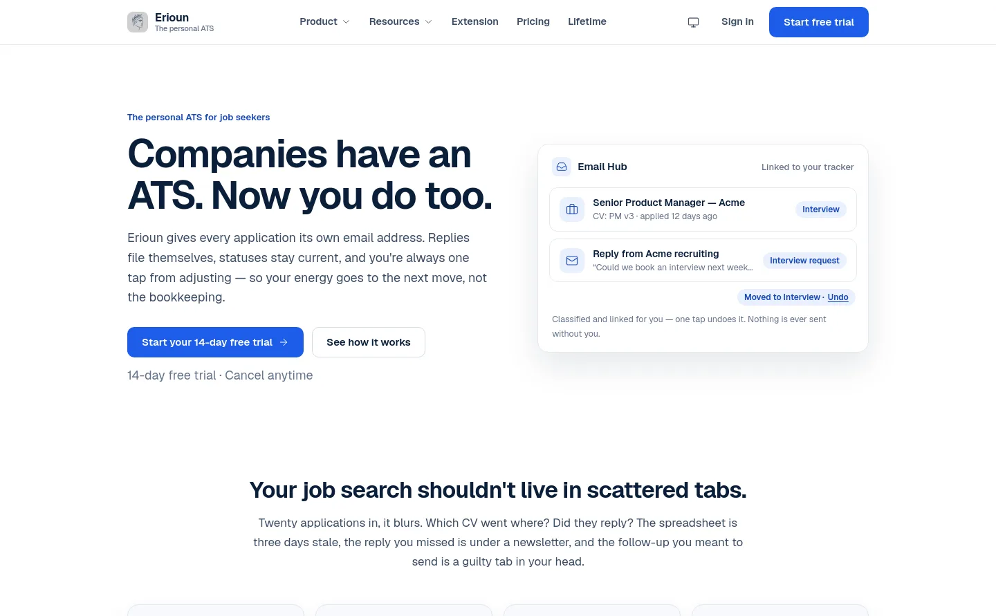 erioun.com — a measured funnel