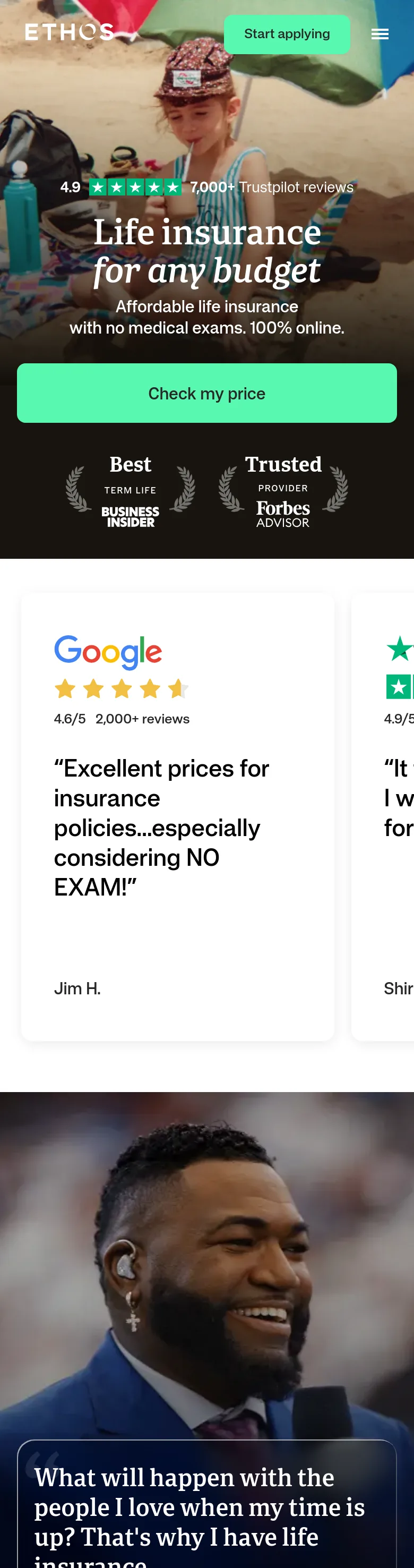 ethos.com — a measured funnel