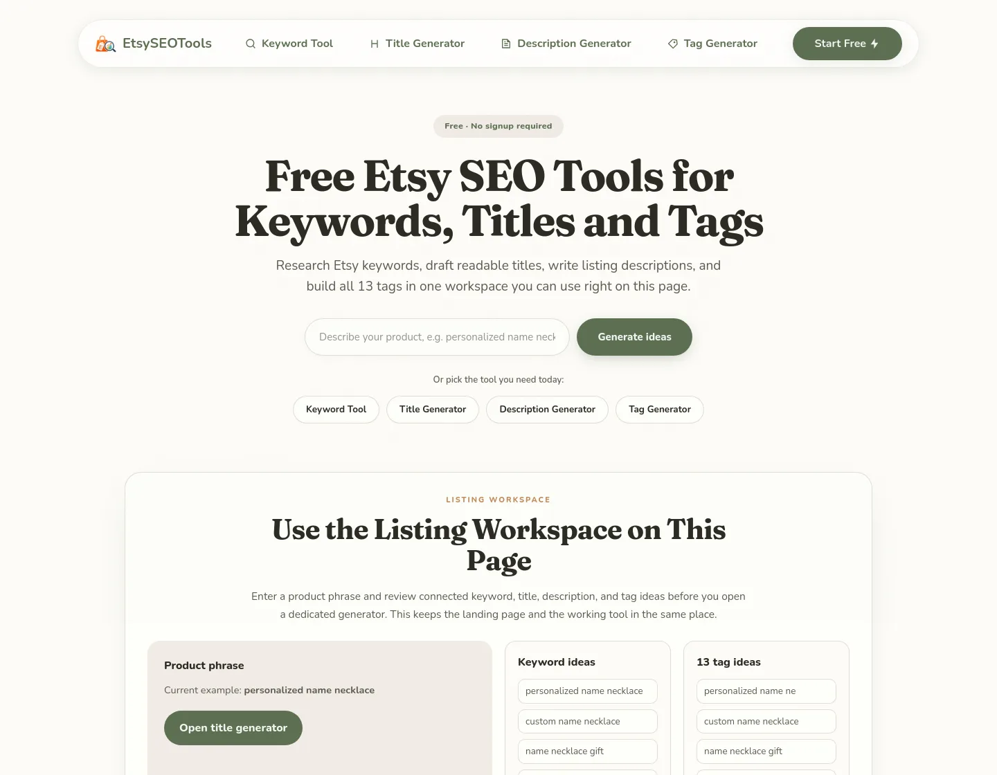 etsyseotools.com — a measured funnel