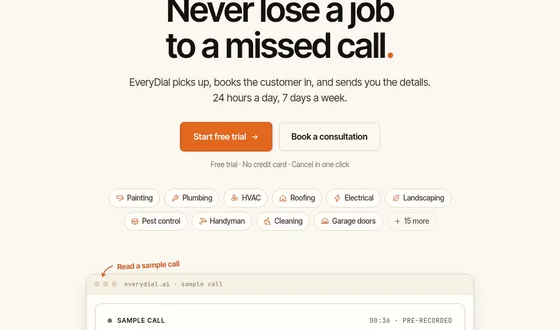 No credit card element from everydial.ai