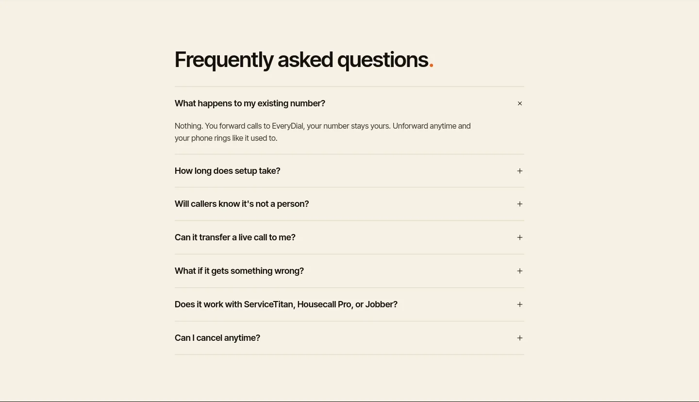 everydial.ai FAQ section