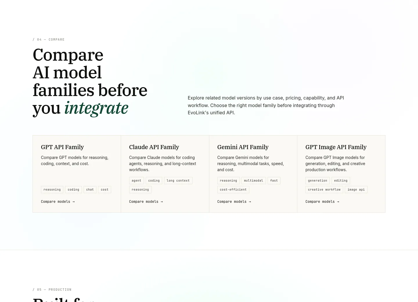 evolink.ai — a real Comparison section