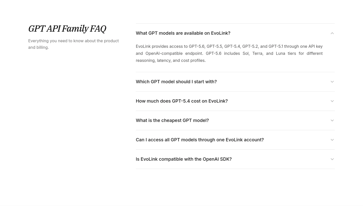 evolink.ai FAQ section