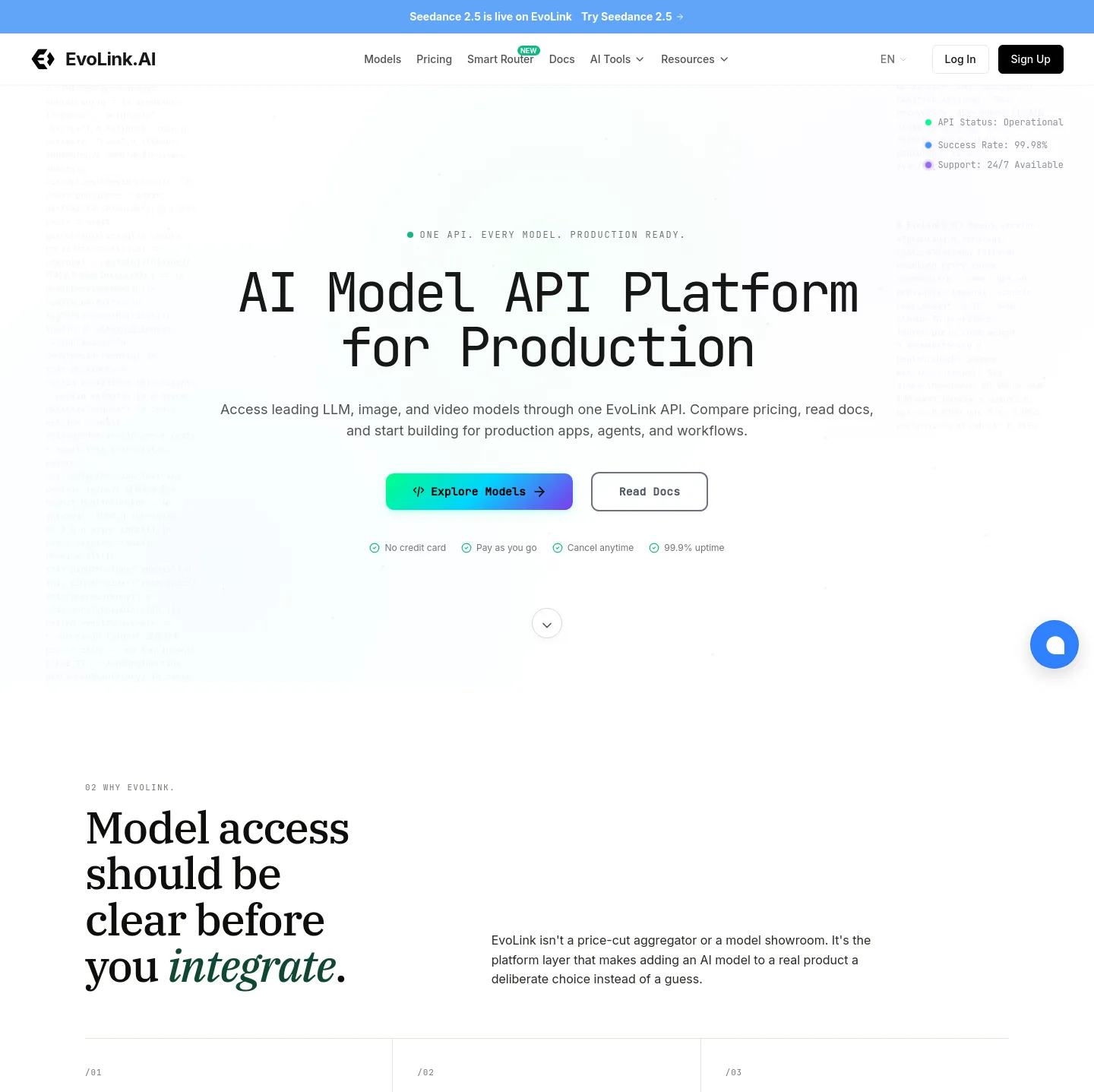 evolink.ai — Hero + Comparison + FAQ