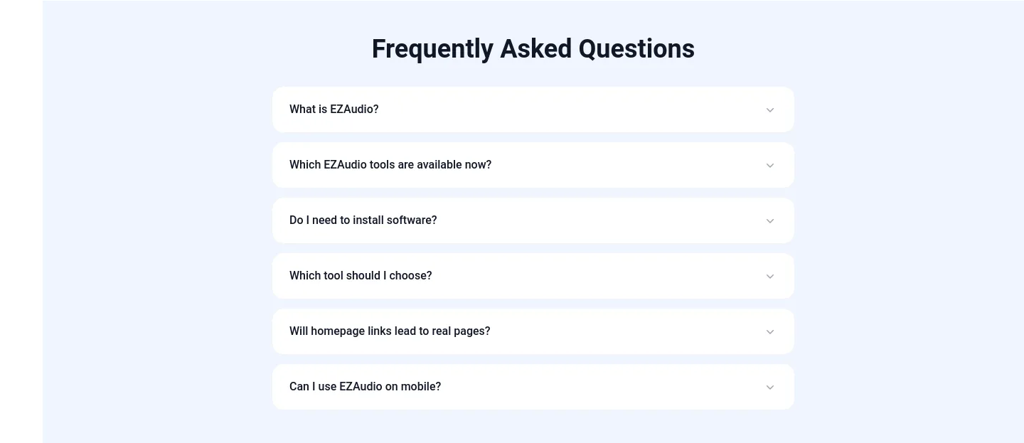 ezaudio.io FAQ section