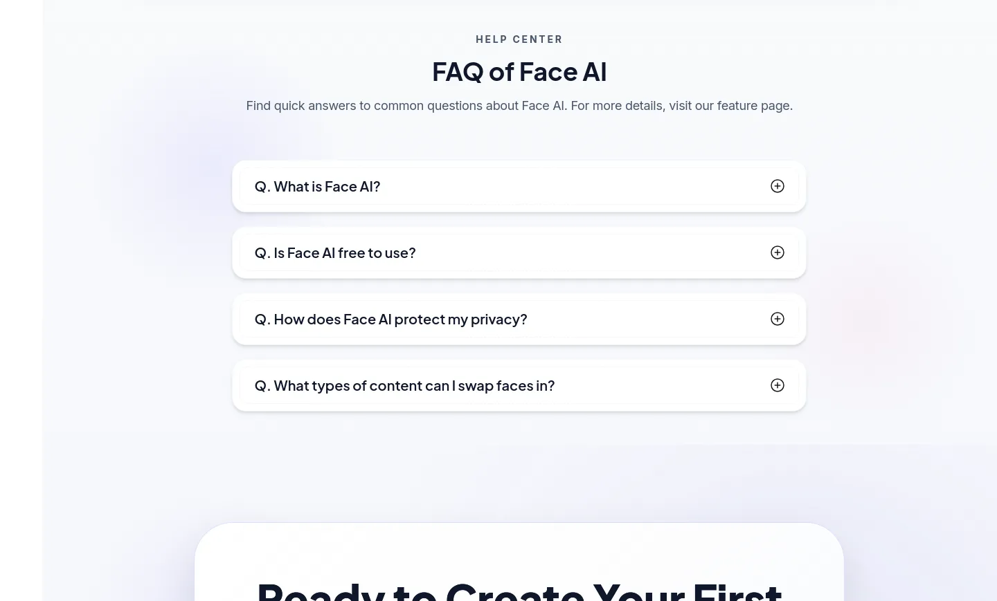 faceai.art FAQ section