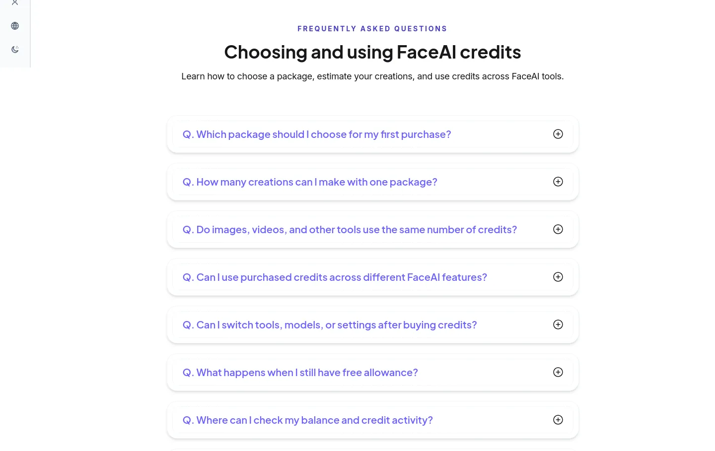 faceai.art FAQ section