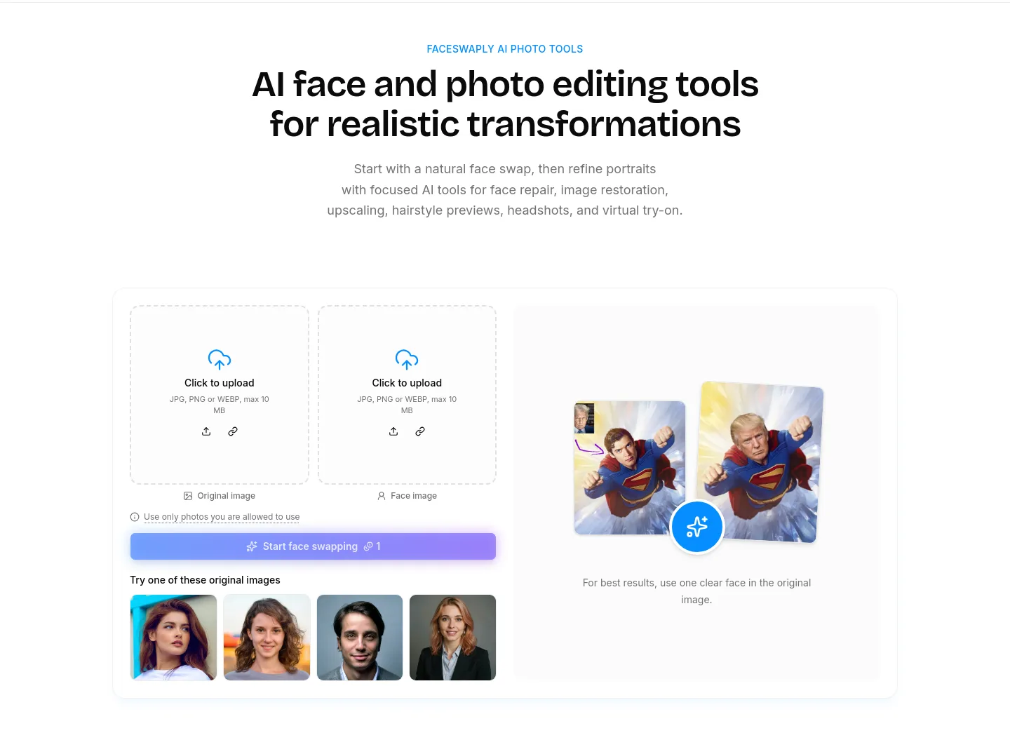 faceswaply.com — a real Hero section