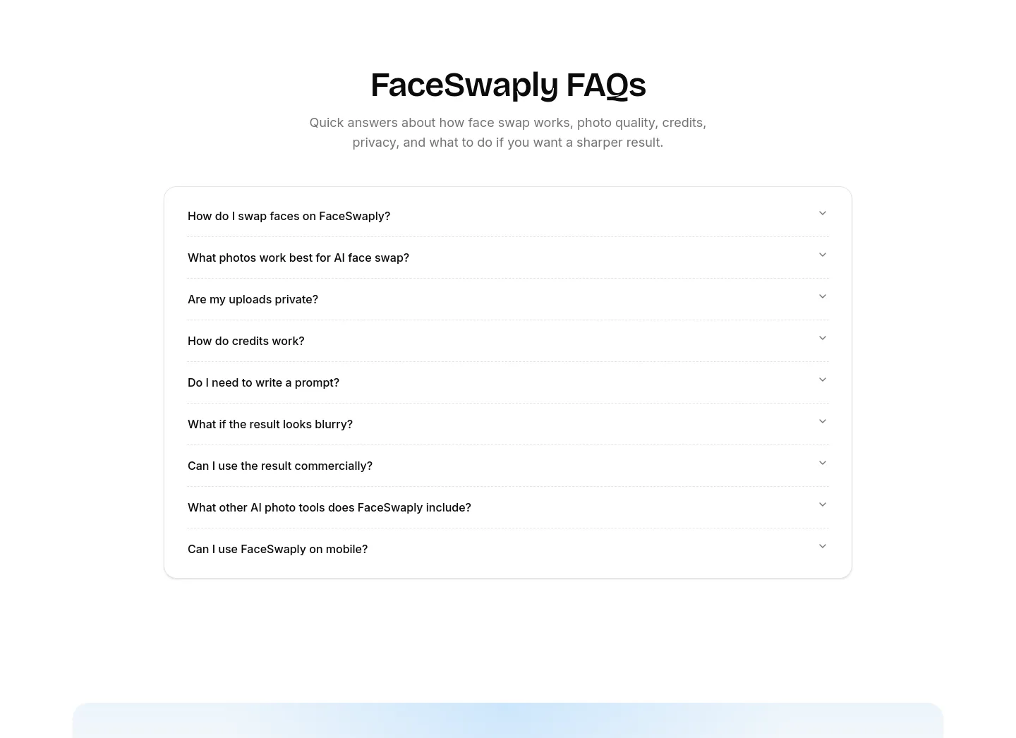 faceswaply.com FAQ section