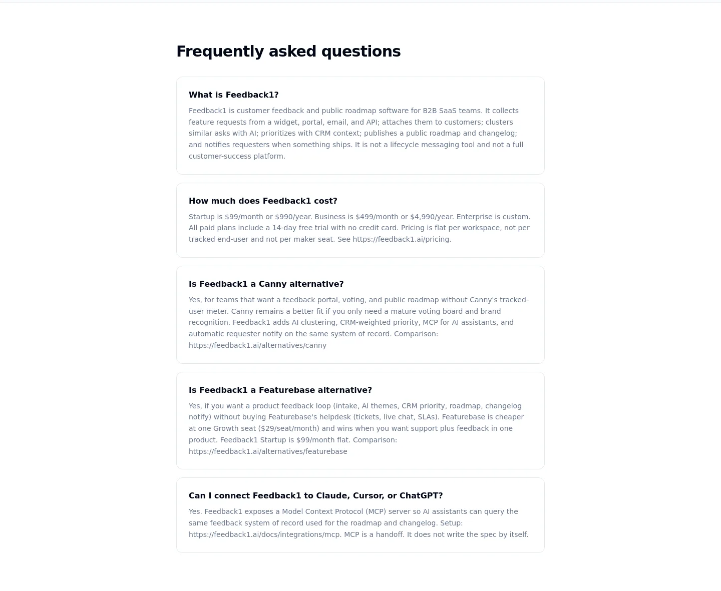 feedback1.ai — FAQ