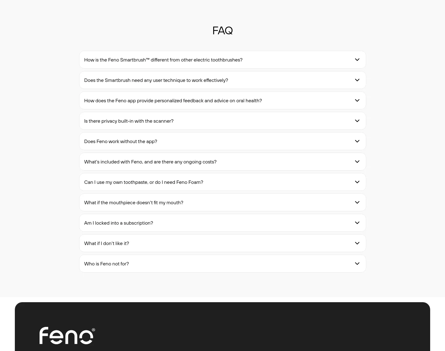 feno.co FAQ section