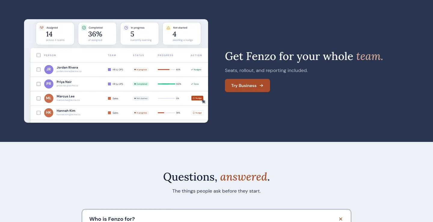 fenzo.ai — CTA