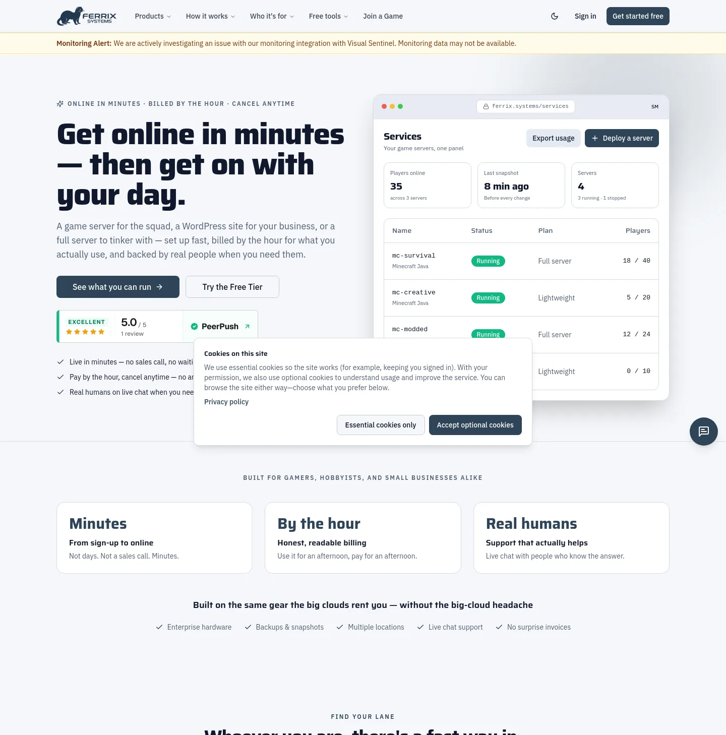 ferrix.systems — a measured funnel