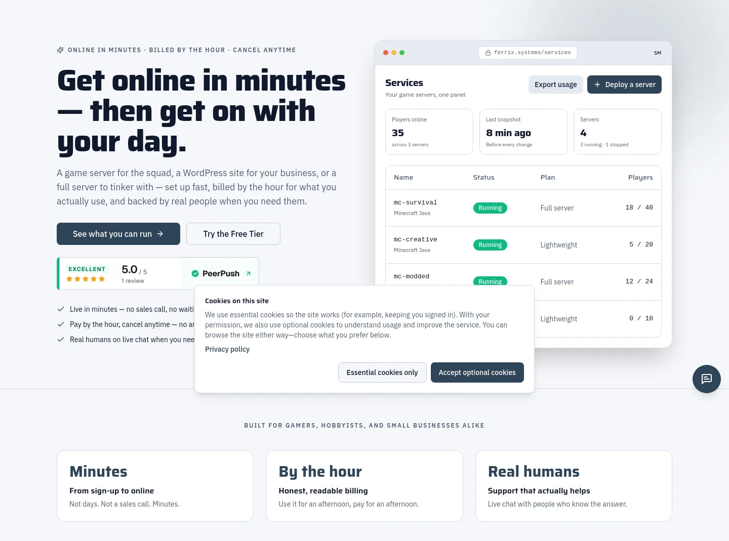 ferrix.systems — a real Hero section