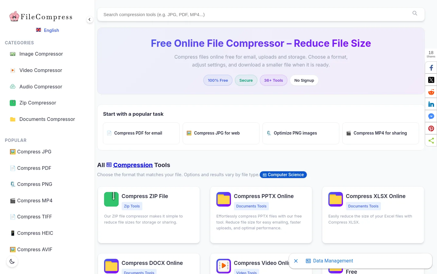 filecompress.org — a measured funnel