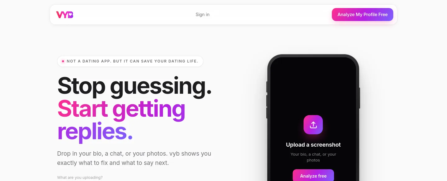 findvyb.com — a measured funnel