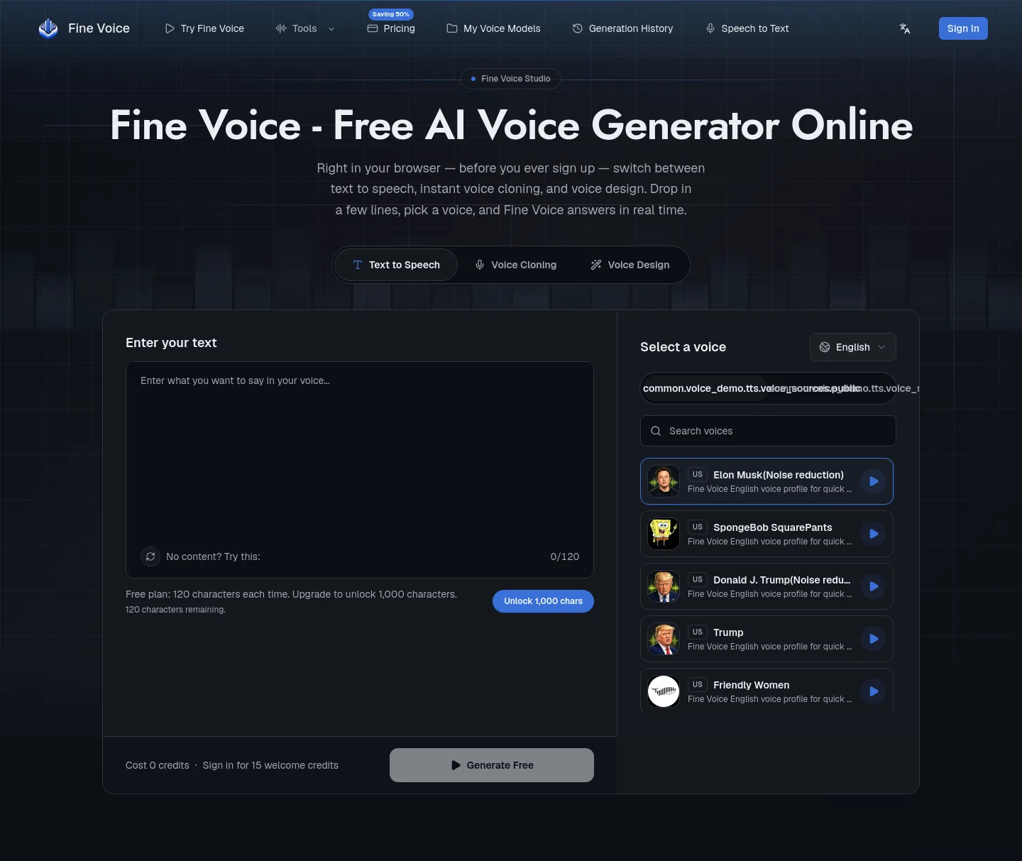 finevoice.org — Hero