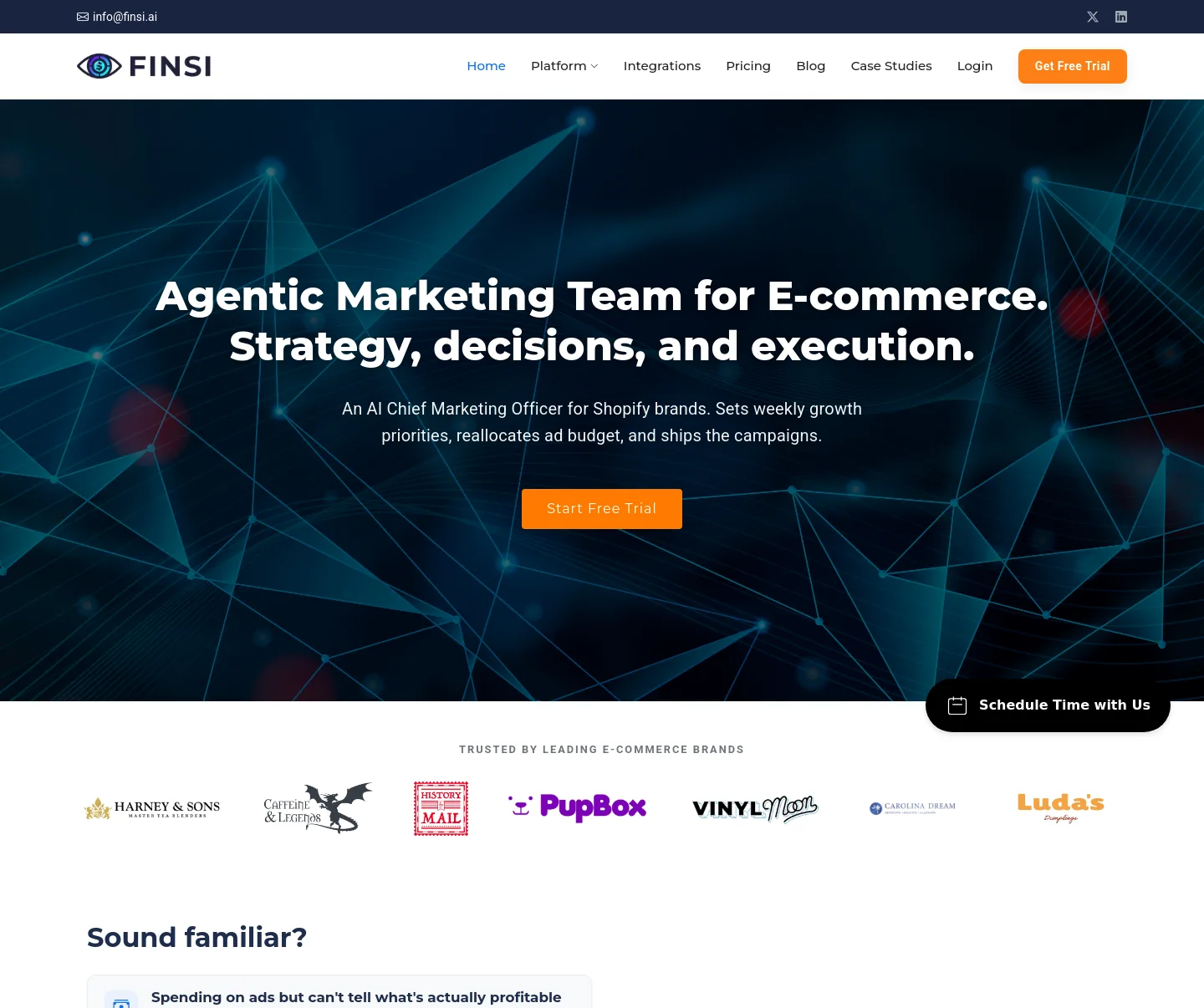 finsi.ai — a measured funnel