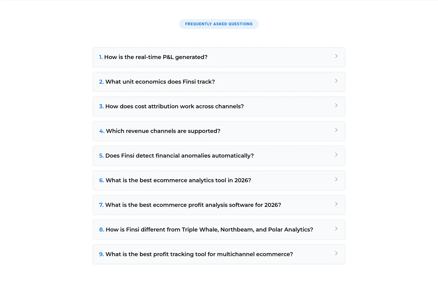 finsi.ai FAQ section