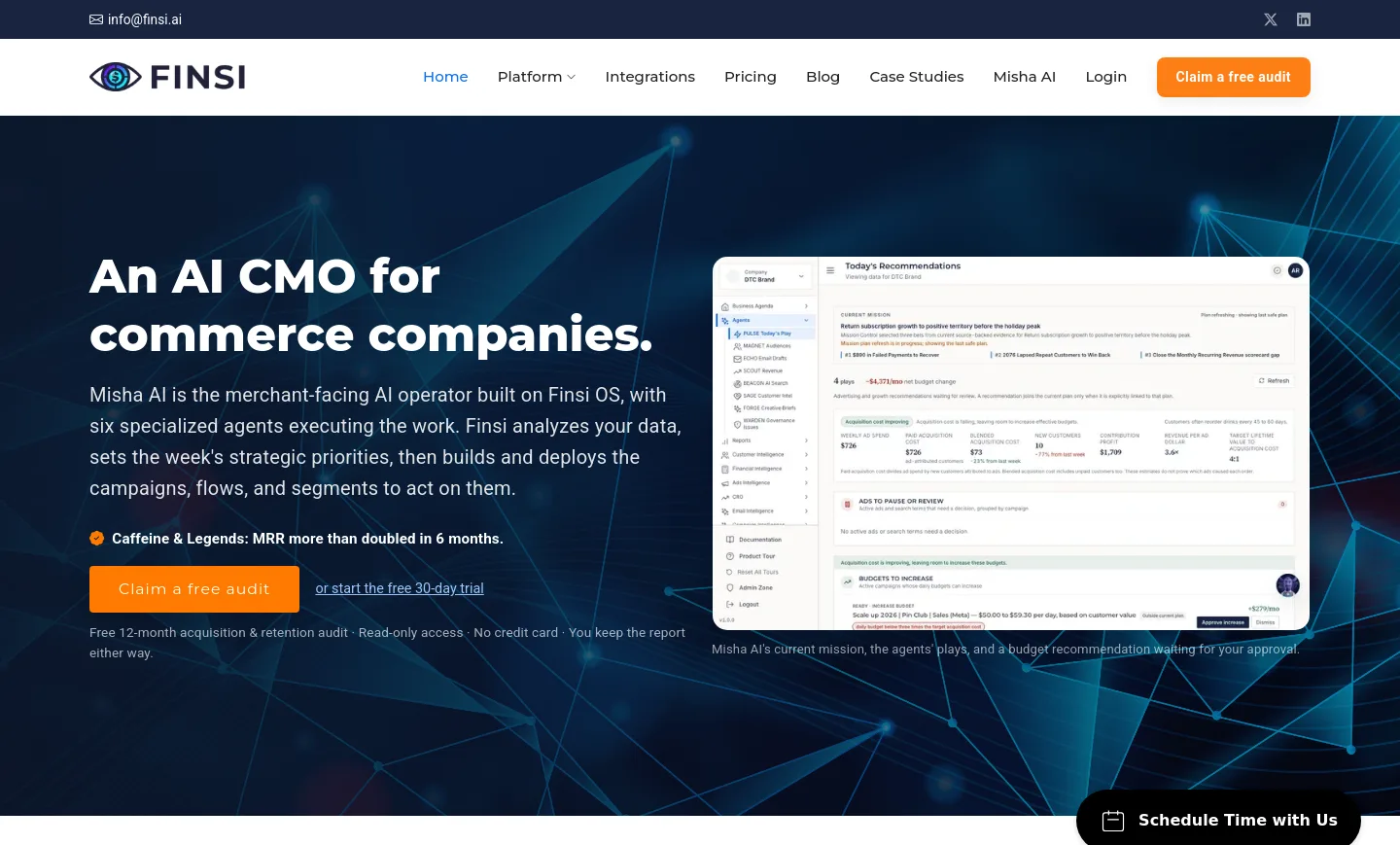 finsi.ai — a measured funnel