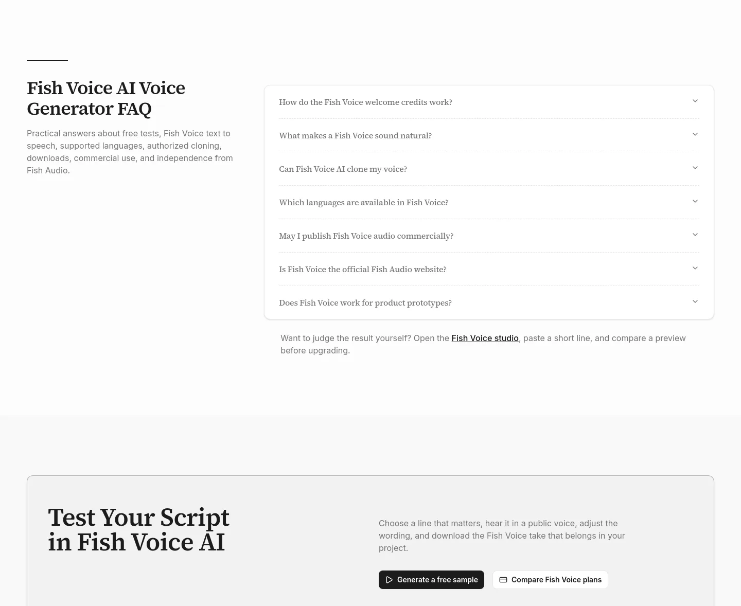 fishvoices.com FAQ section