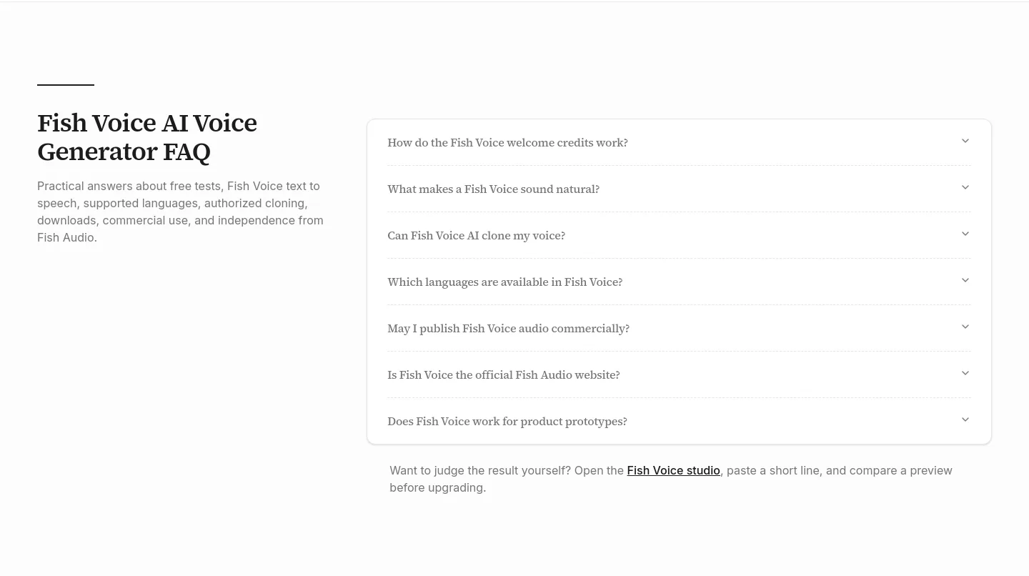 fishvoices.com — a real FAQ section
