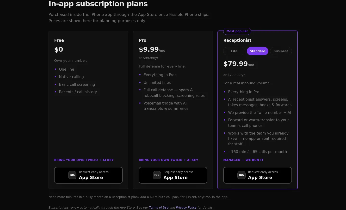 fissiblephone.com — a real Pricing section