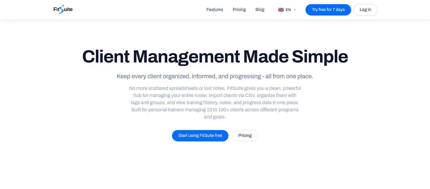 fitsuite.co Hero section