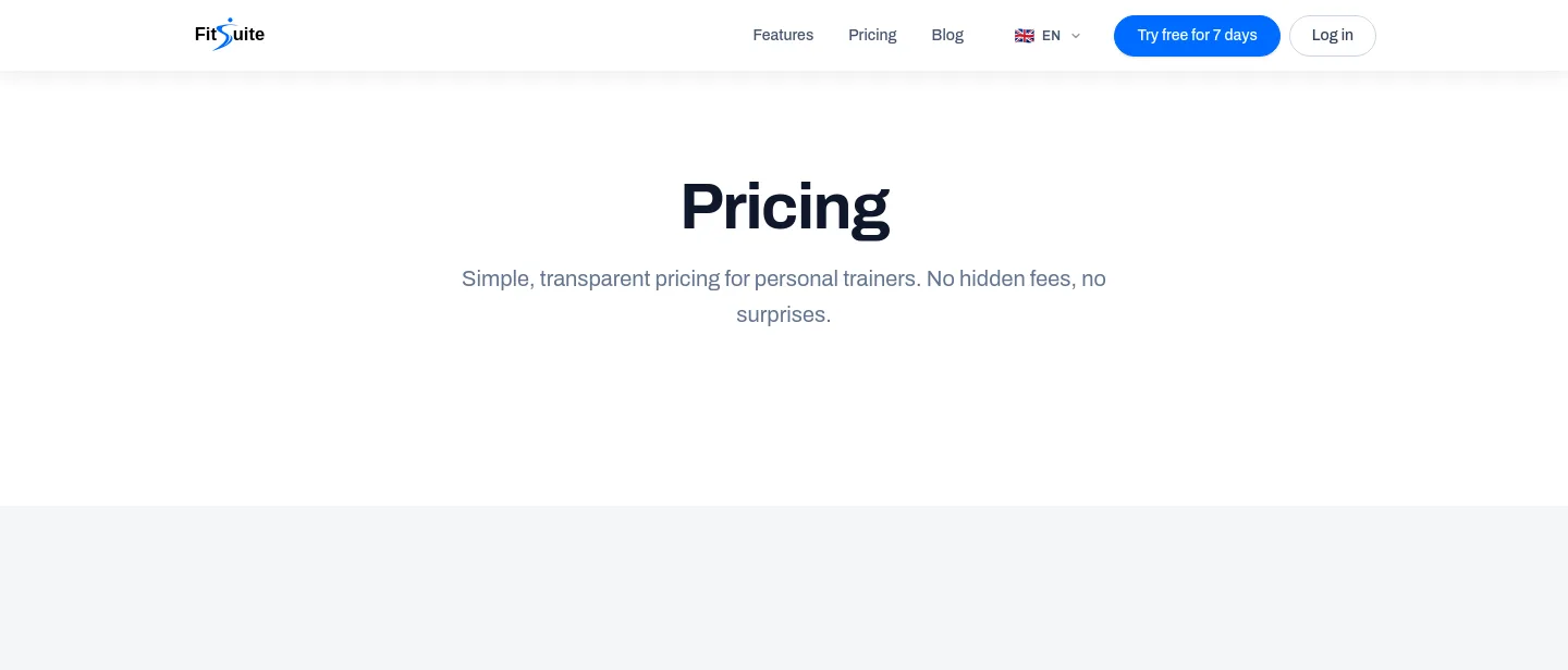 fitsuite.co Hero section