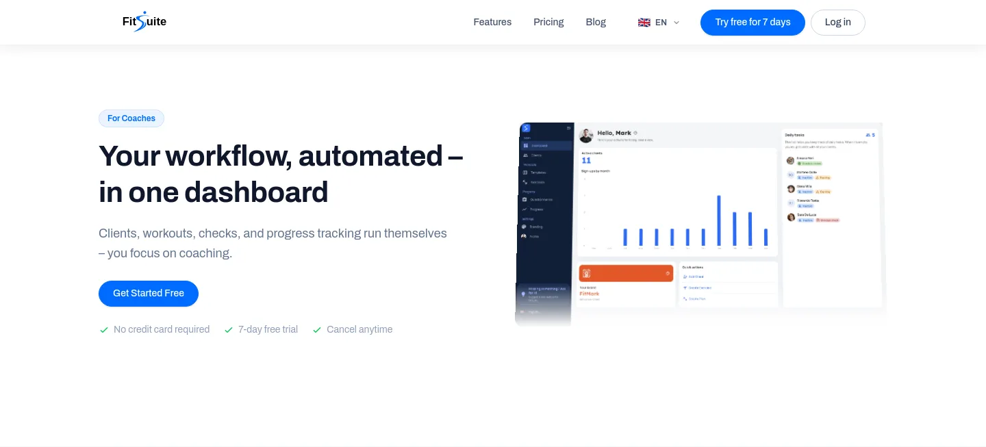 fitsuite.co Hero section