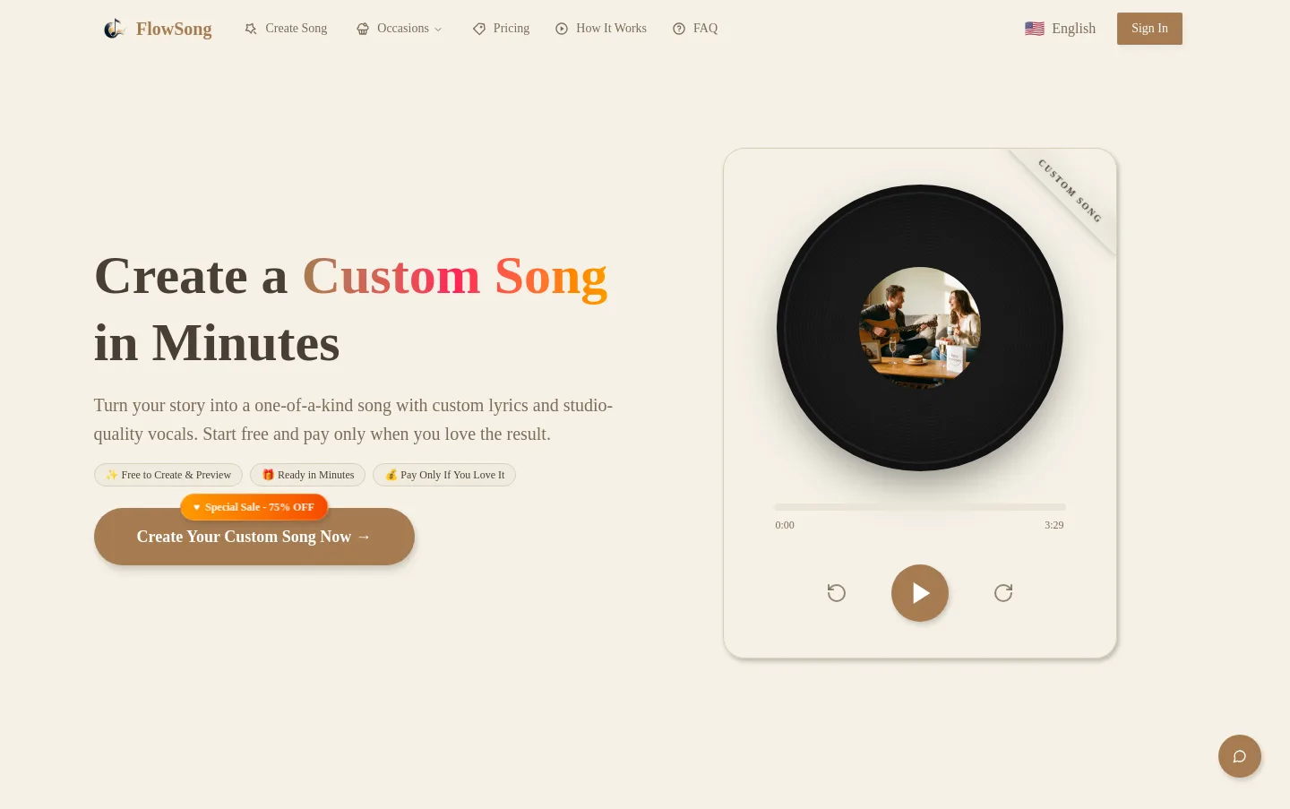 flowsong.app Hero section