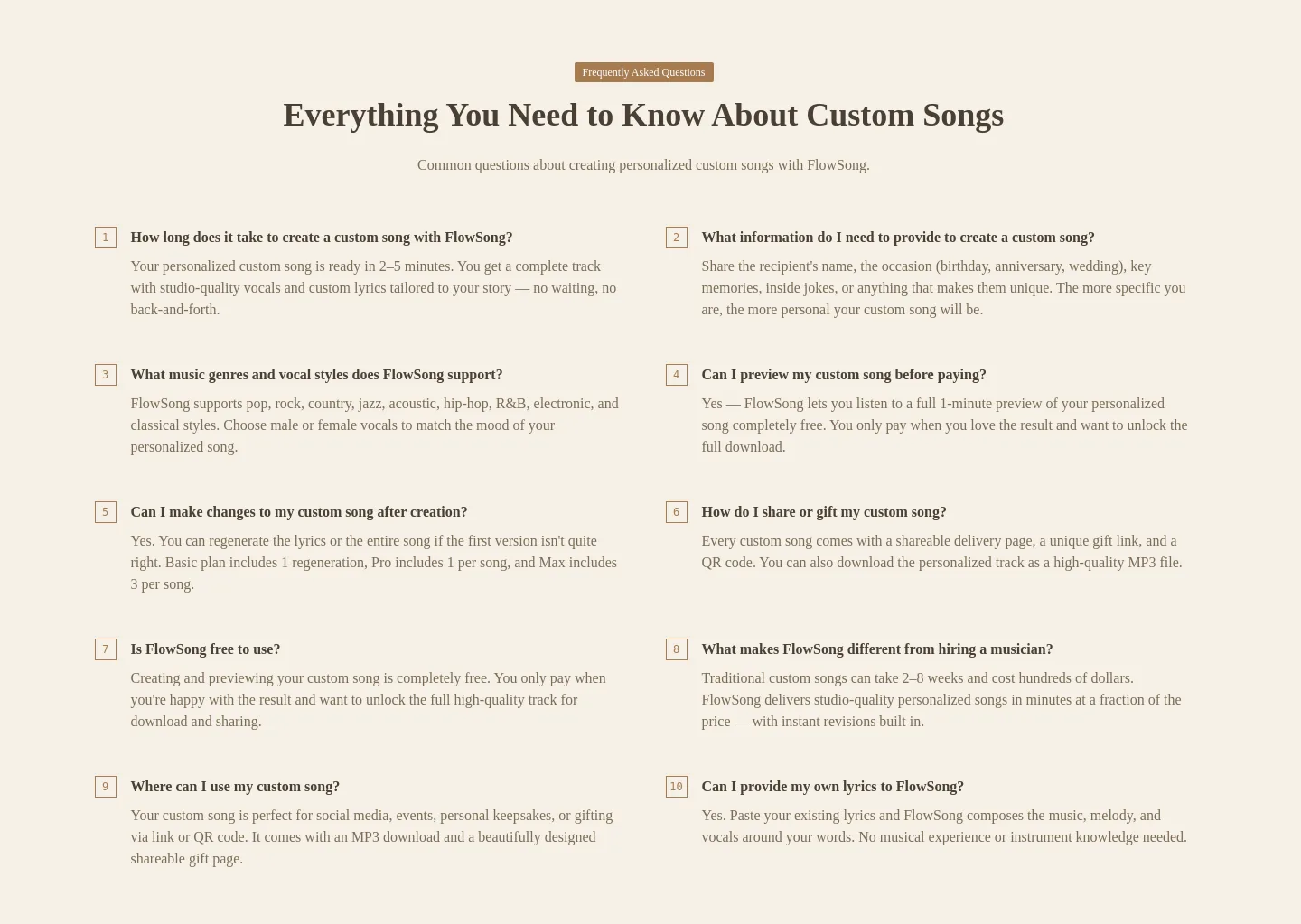 flowsong.app FAQ section