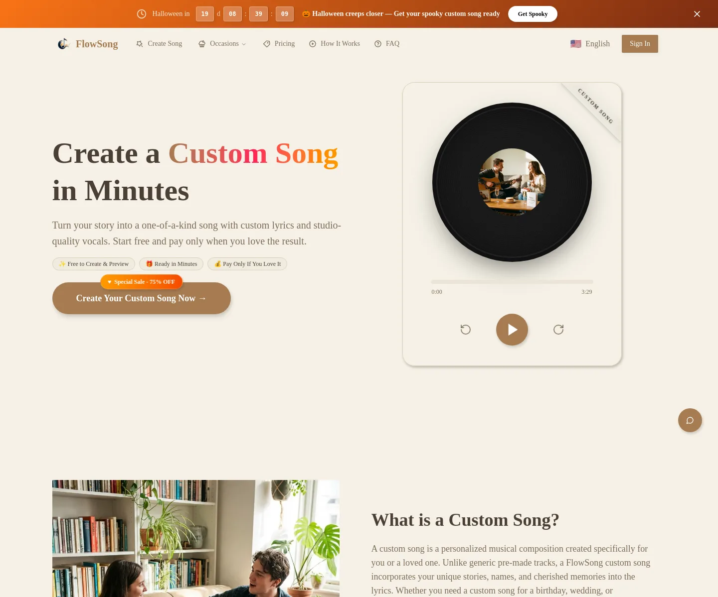 flowsong.app — Hero + Comparison + FAQ