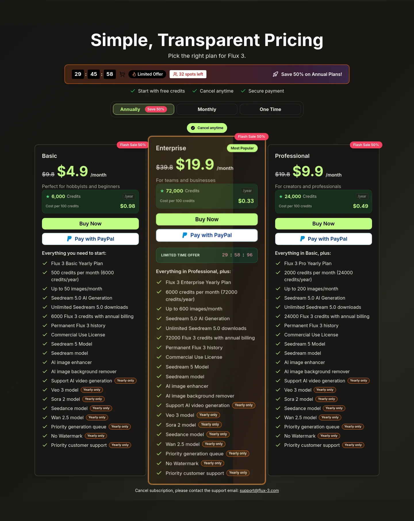 flux-3.com — Pricing