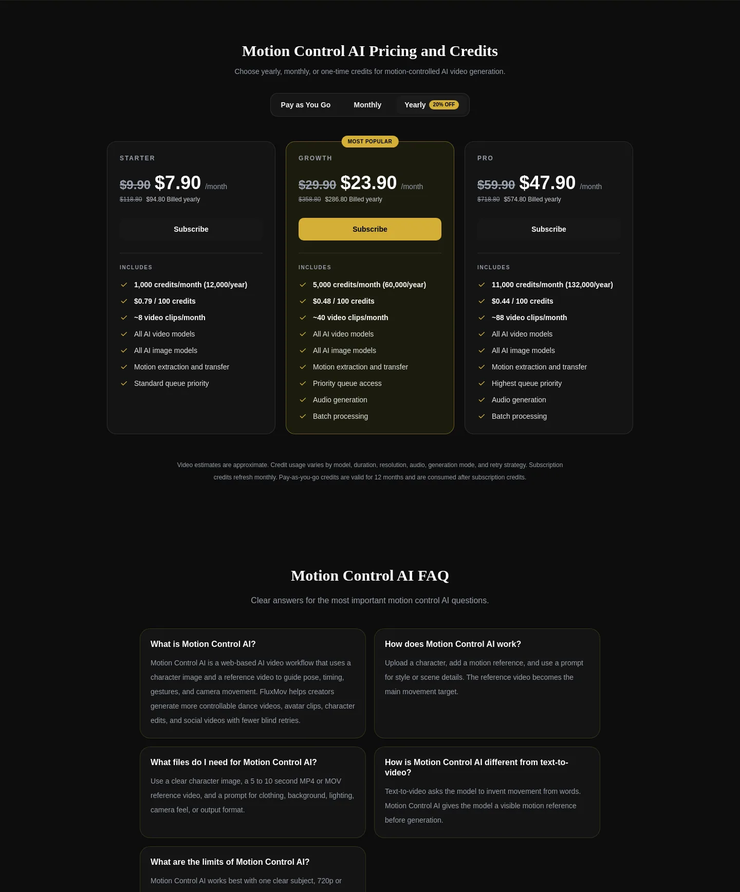 fluxmov.com Pricing section
