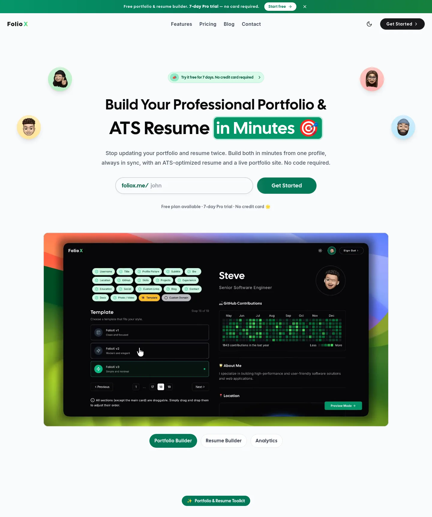 foliox.me — a real The Trust Wall page