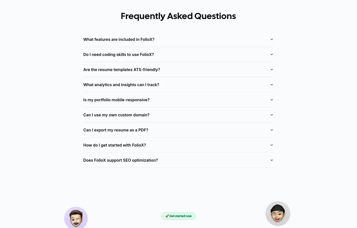 foliox.me — a real FAQ section