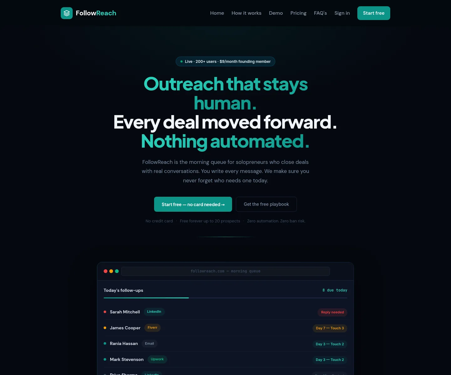 followreach.com — a measured funnel