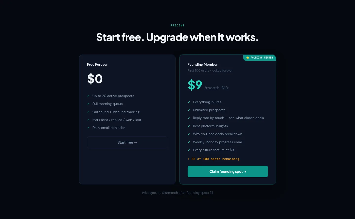 followreach.com — a real Pricing section
