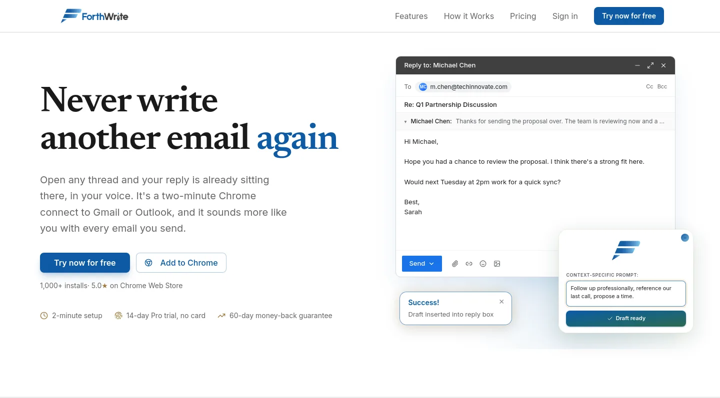 forthwrite.ai — Hero