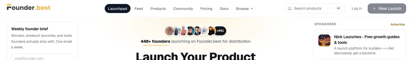 founder.best — a measured funnel