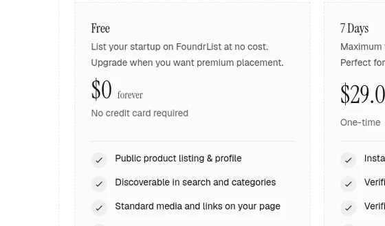 No credit card element from foundrlist.com