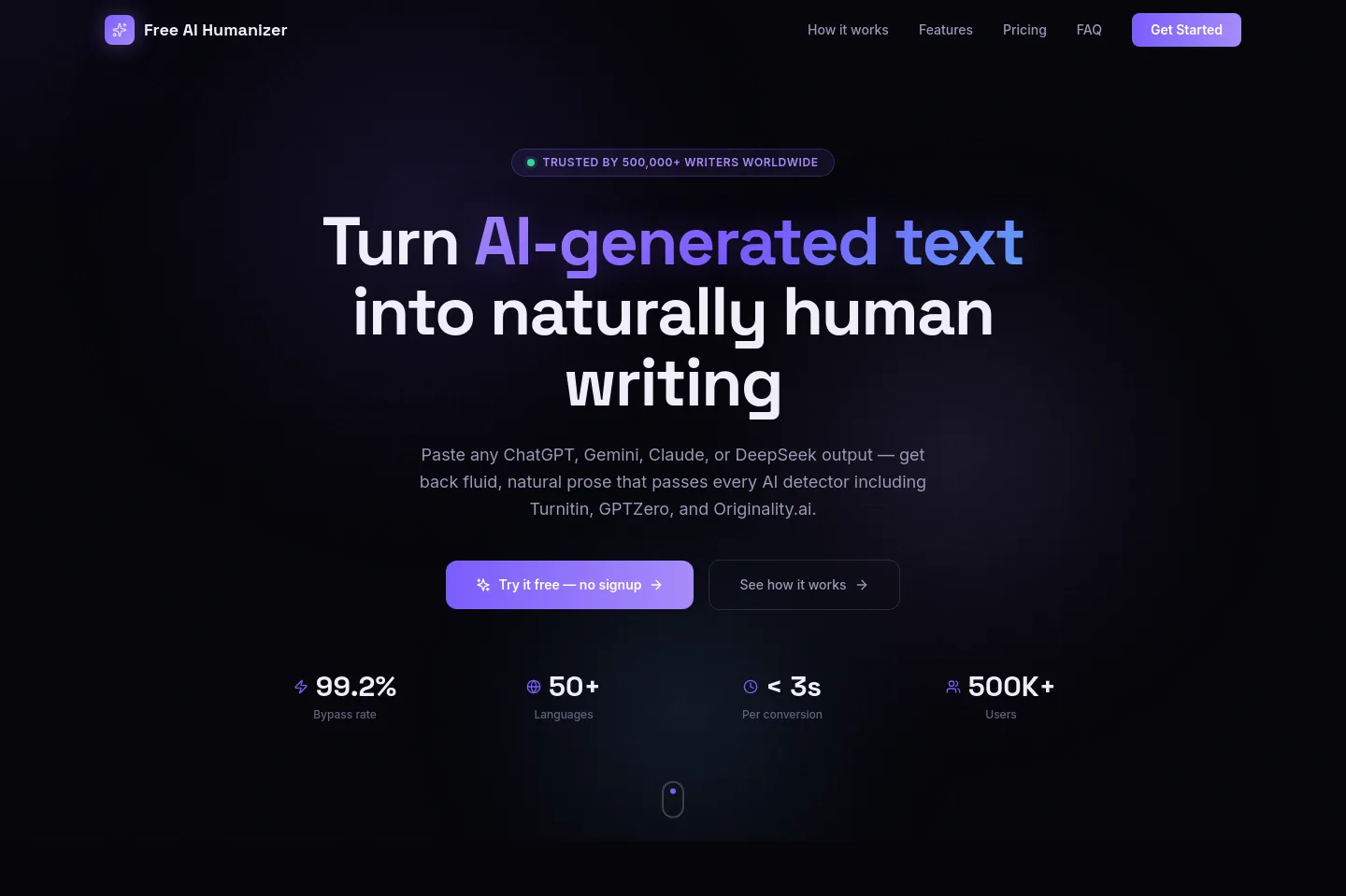 freeaihumanizer.online — Hero