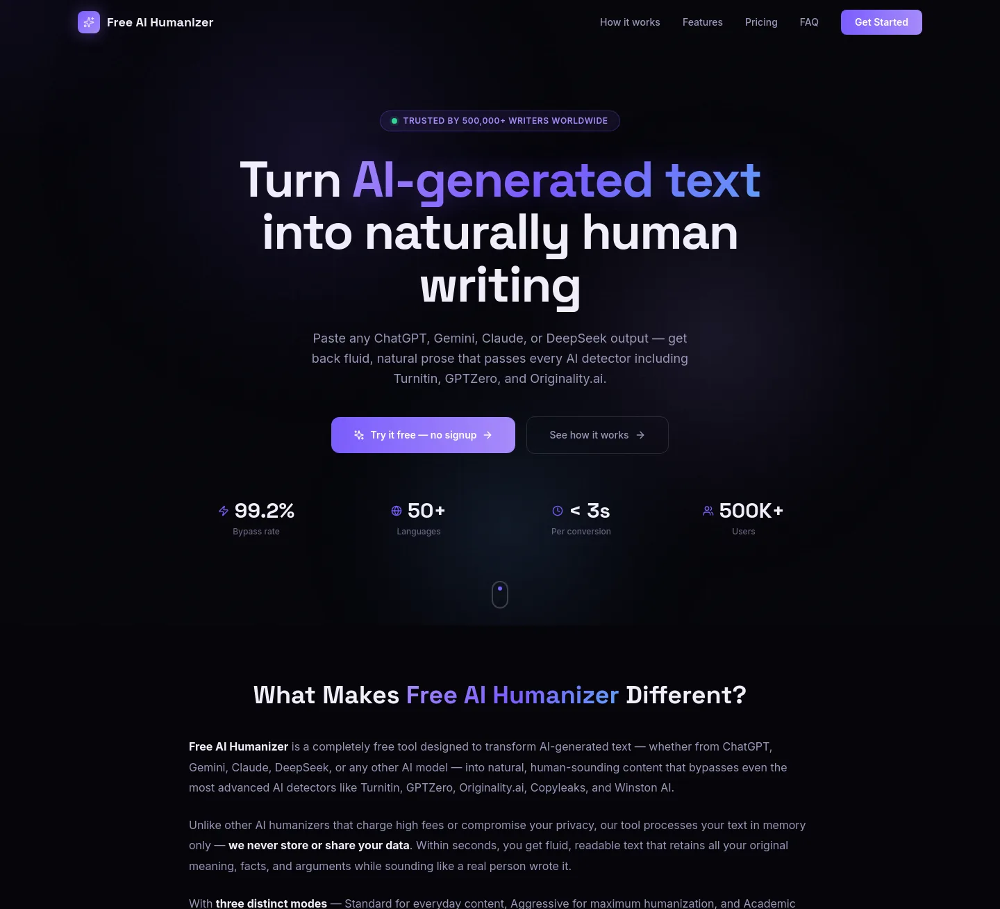freeaihumanizer.online — The Pricing Page